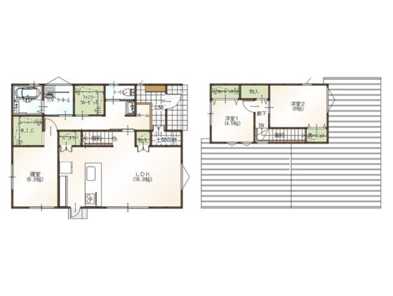 平屋と2階建てのいいとこどりの家【 EW-177-1-G】