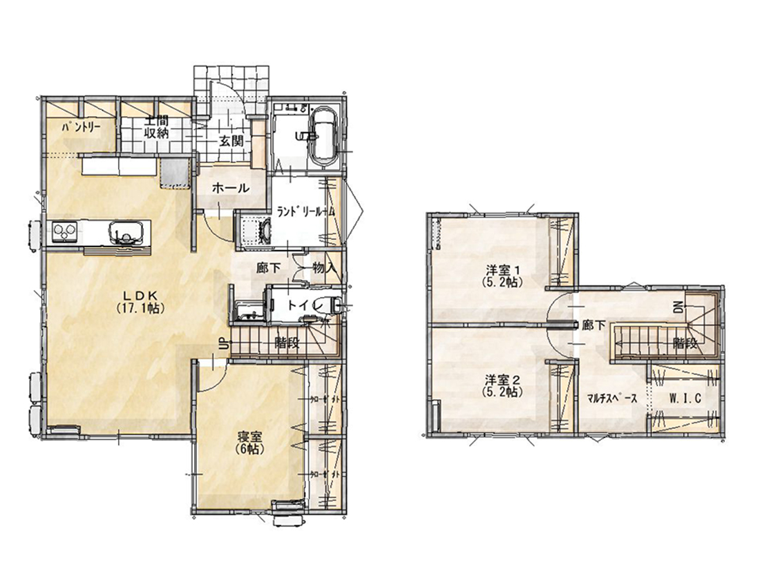 ミュートトーンのかわいい1.5階建て【N-145】
